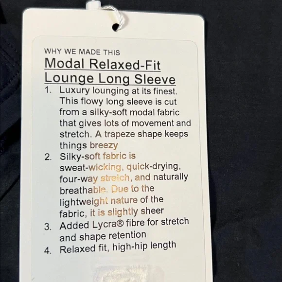 Lululemon Modal Relaxed Fit Lounge Ling Sleeve Shirt Black Size 12 NWT - Picture 10 of 10